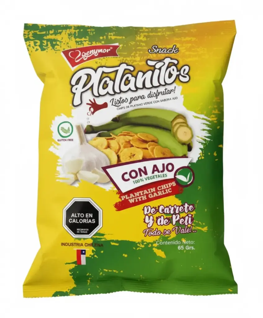 [P550] 🧄🍌 Platanitos con Ajo Genymor – 65 g