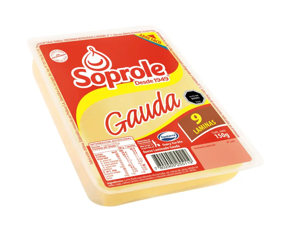 Queso Gauda Soprole Envasado Laminado 150 g