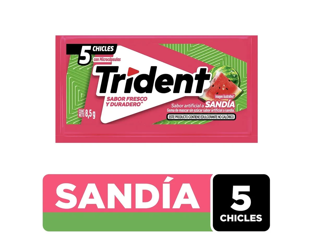 🍉 Goma de Mascar Trident Slab Sandía – 5 Unidades (8,5 g)