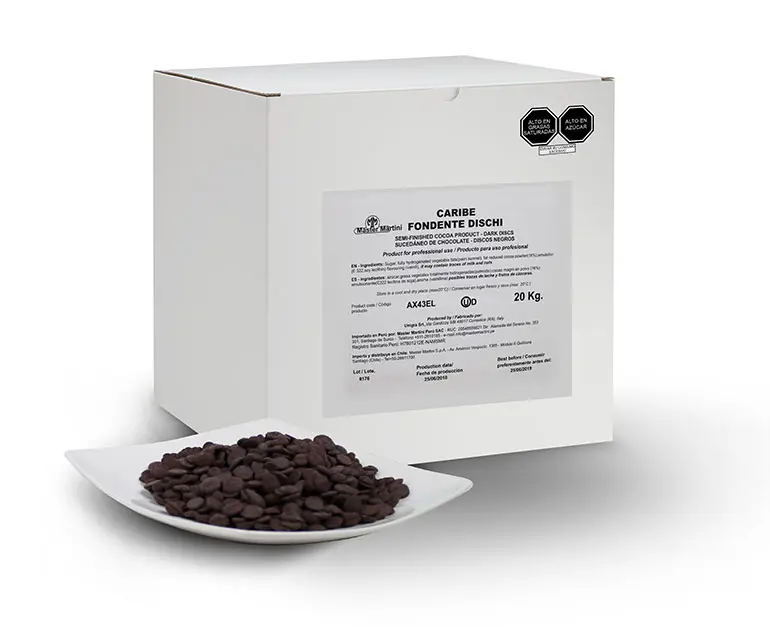 🍫 Chocolate Caribe Dark Disco Sucedáneo – Caja 20 kg 
