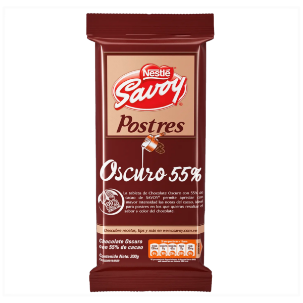 [CHS006] CHOCOLATE DE POSTRES SAVOY OSCURO 55% 200GR
