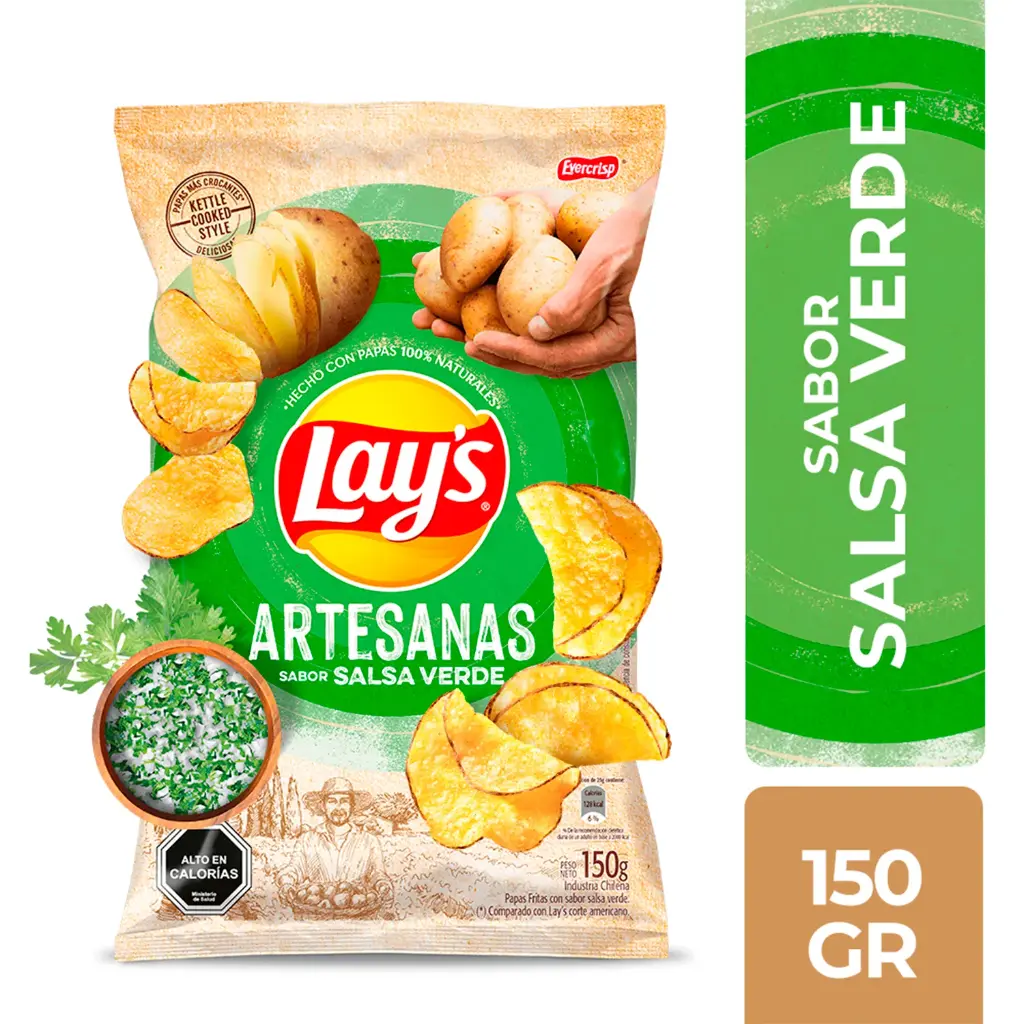 🥔 Papas Fritas Lay's Artesanas Salsa Verde – 150 g 