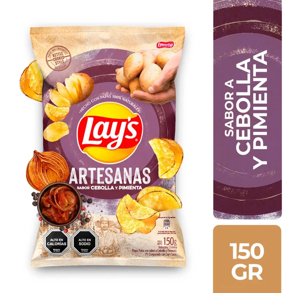 Papas Fritas Lay's Artesanas Cebolla y Pimienta 150 g 