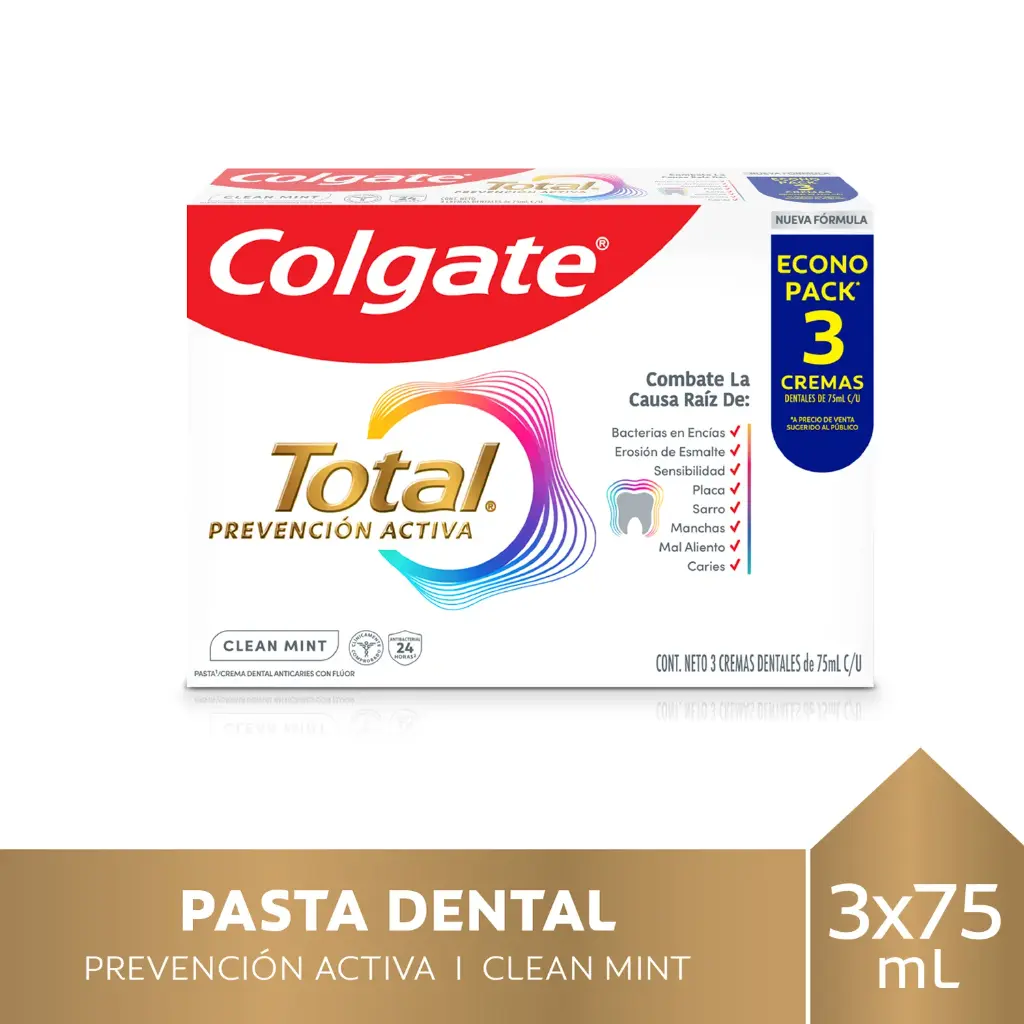 Pasta Dental Colgate Total Clean Mint 75 ml 3 un. 