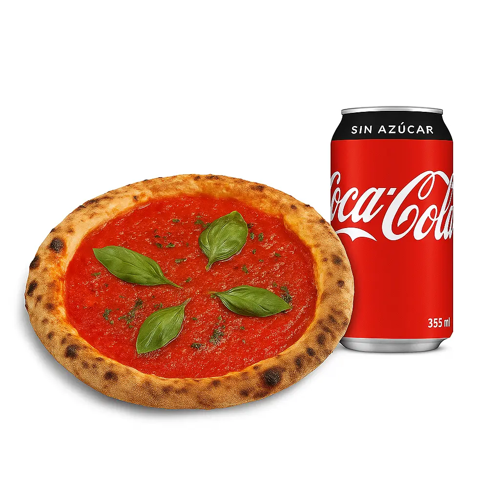 [P10083] 🍕🥤 Combo Pizza Napolitana Individual Marinara – 20 cm + Bebida Lata 355 ml 