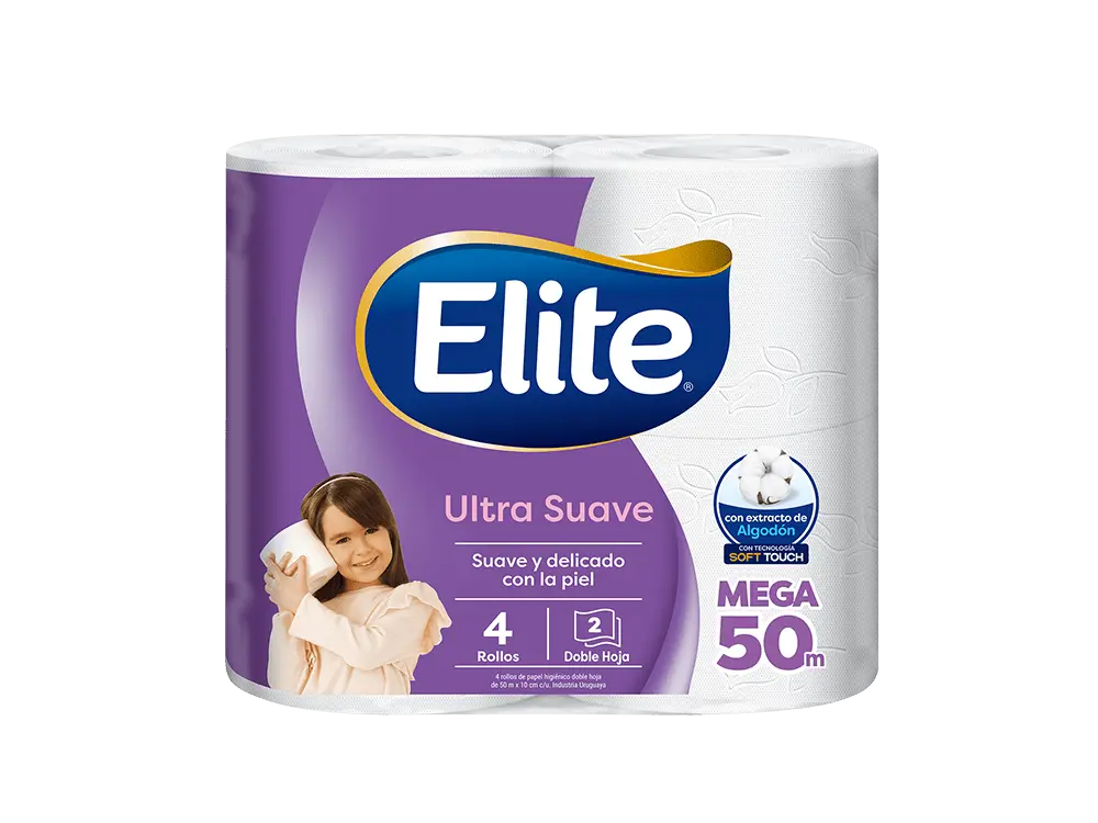 🧻 Elite Papel Higiénico Ultra Suave Doble Hoja 50 m – Pack 4 Rollos