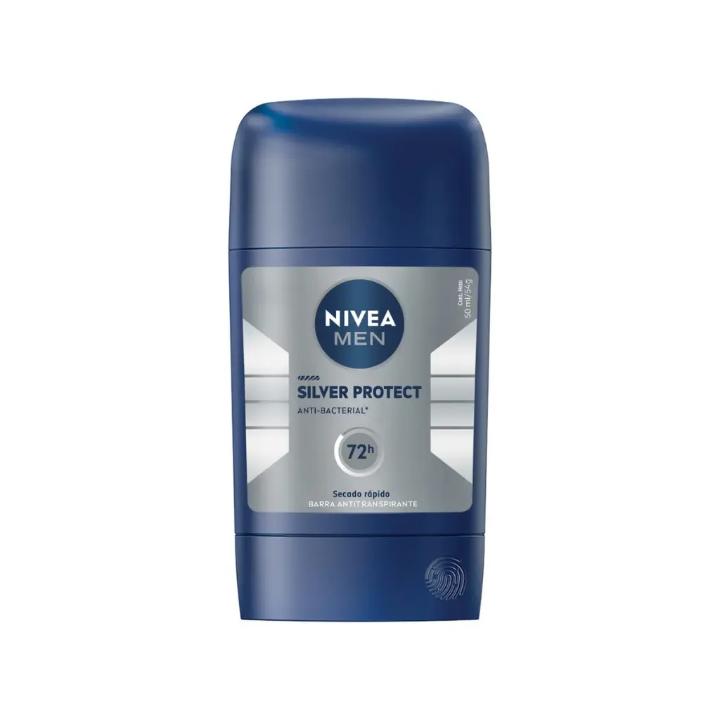 🛡️🌬️ NIVEA MEN Antitranspirante Silver Protect – Barra 50 ml