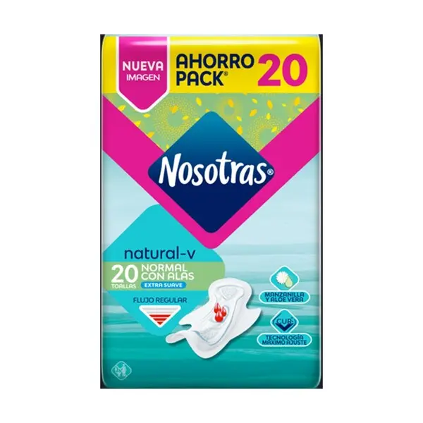 [P20076] 🩸 Nosotras Toallas Femeninas Normal con Alas 20 unidades